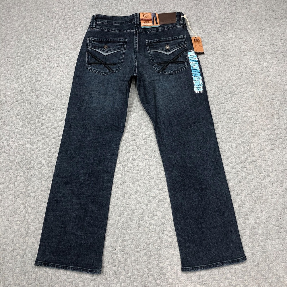 TK Axel Slim Boot Jeans Mens 32x32 Blue Dark Wash Stretch Denim Bootcut Casual - Picture 2 of 12